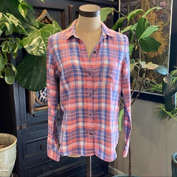 Current/Elliott Slim Boy Shirt In Stardust Plaid - Picture 2 of 13